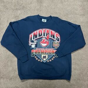 Cleveland Indians vintage blue long sleeve sweatshirt LEE Xl 96 central division